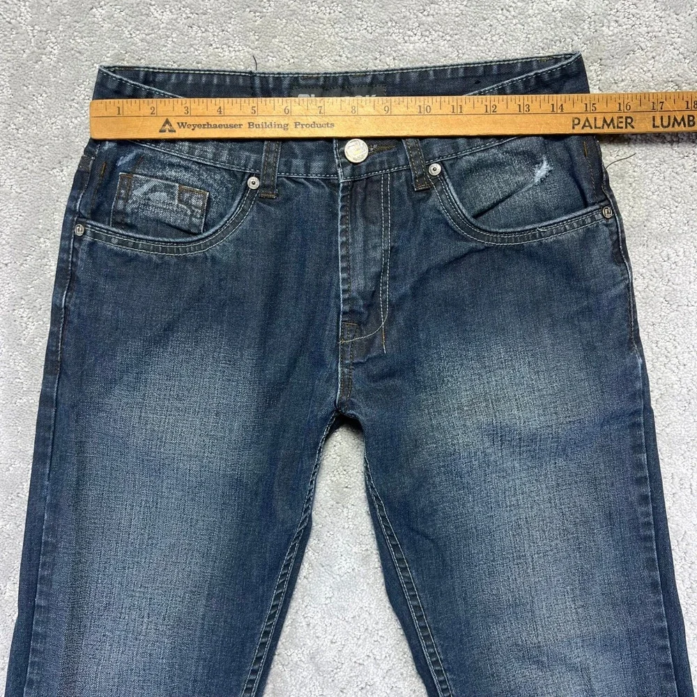 Black Jeans Mens 30x32 Low Rise Slim Straight Dark Wash‎ Denim Distressed Y2k